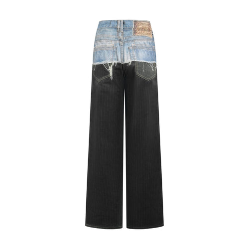Acne Studios Patchwork Distressed Wide‑Leg Jeans